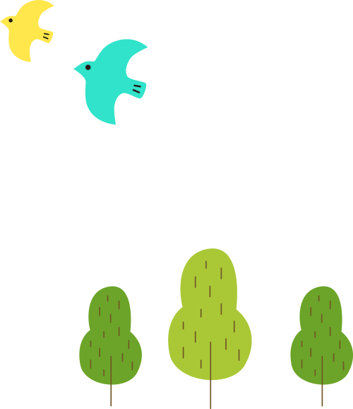 鳥と木のイラスト