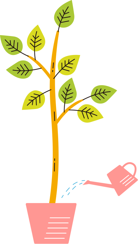 植物とジョウロのイラスト